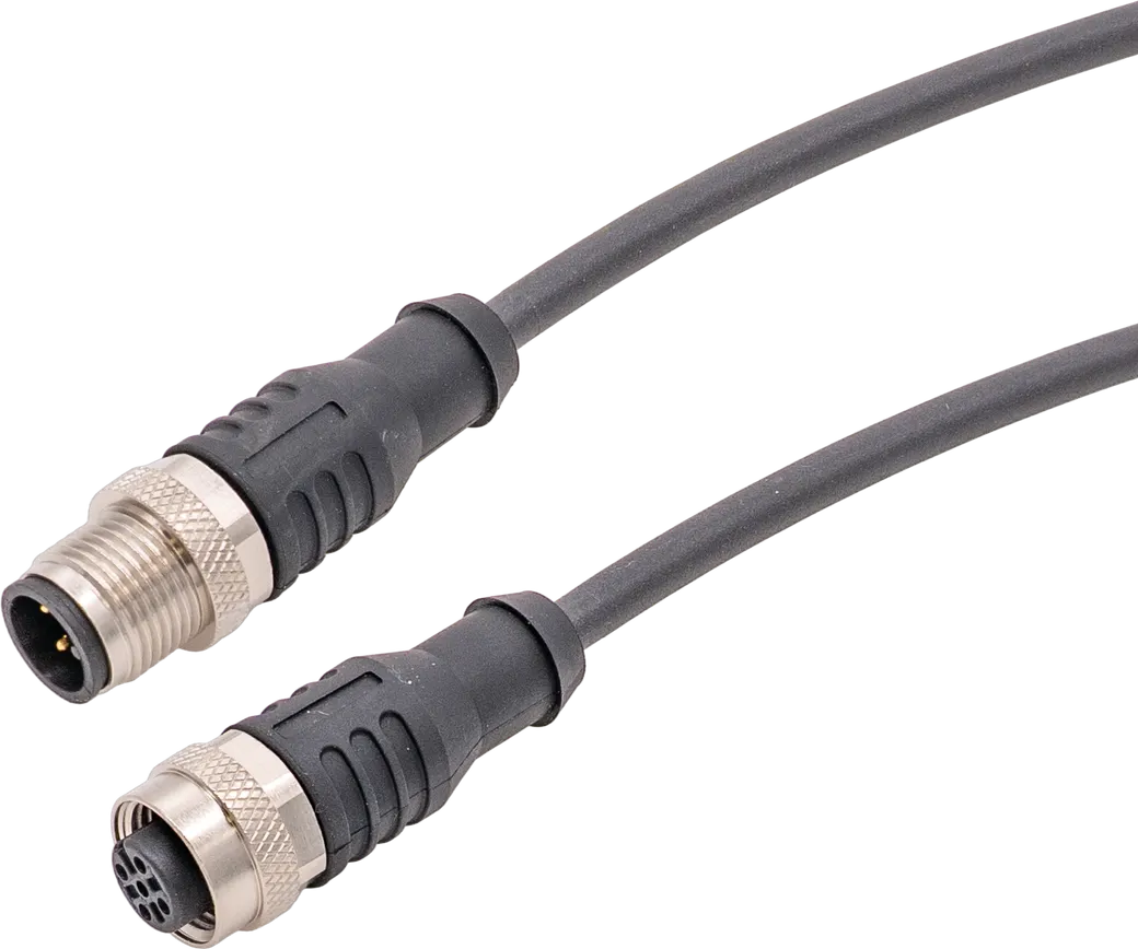 Verbindungsleitung, 0,3m, M12 Dose 4polig gerade, M12 Stecker 4polig gerade, 4x0, 34mm², PUR (Polyurethan), 240V, IP67, Schleppketten- und torsionsfähig, Öle und Kühlschmiermittel, Schweißbereich, Silikonfrei – Bild 1