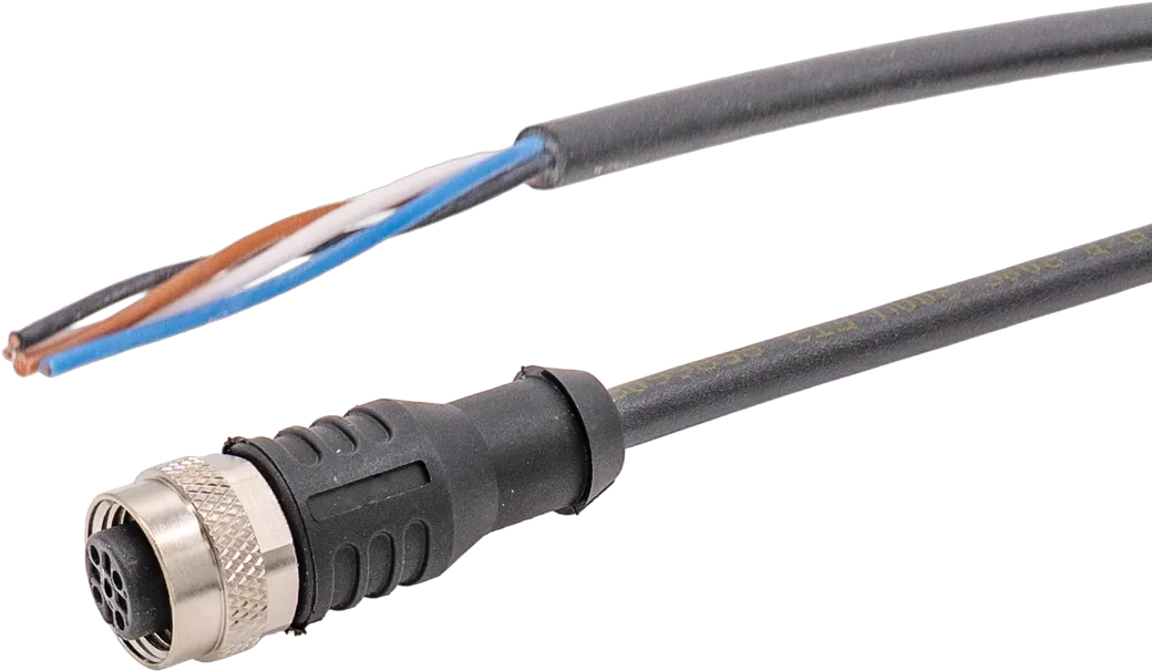 Anschlussleitung, 2m, M12 Dose 4polig gerade, freies Leitungsende, 4x0,34mm², PUR (Polyurethan), Ø4,7mm, 250V, -40-90°C, IP67, Schleppketten- und torsionsfähig, Öle und Kühlschmiermittel, Schweißbereich, Silikonfrei – Bild 1