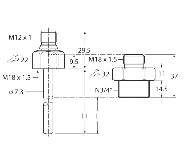 Strömungssensor – Eintauchsensor ohne integrierte Auswerteelektronik – Bild 1