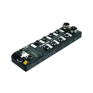 Kompaktes Multiprotokoll-RFID-Modul für Ethernet 4 RFID-Kanäle (HF/UHF) und 8 universelle digitale Kanäle als pnp Eingänge oder Ausgänge 2A
