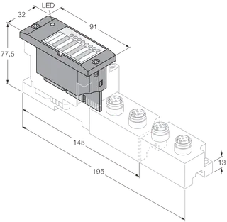 BL67 Elektronikmodul 4 IO-Link Master Kanäle, 16 Byte I/O Daten 4 konfigurierbare digitale Kanäle, PNP, Kanaldiagnose, 0.5 A