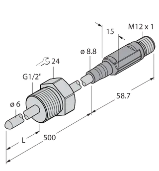 TTM150C-206A-G1/2-LI6-H1140-L460-50/150C Temperaturerfassung – mit Stromausgang