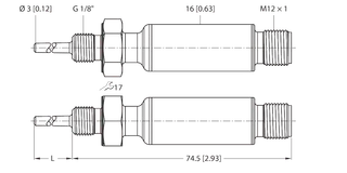 TTMS-103A-G1/8-LI6-H1140-L013 40/85°C Temperaturerfassung – Edelstahltransmitter mit integriertem Fühler