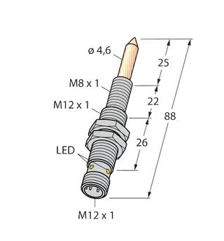 NIMFE-EM12/4.6L88-UN6X-H1141/S1182 Magnetfeldsensor – mit TIN-Beschichtung zur Erkennung ferromagnetischer Bauteile